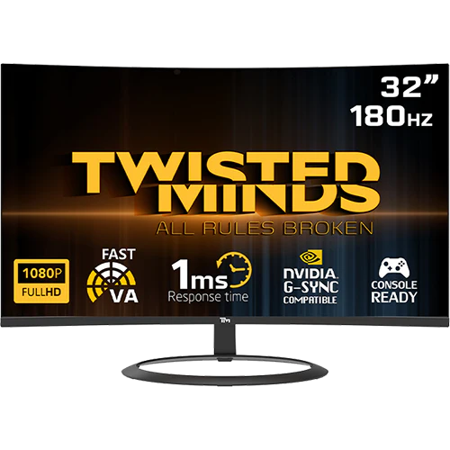 Twisted Minds Eclipse Series CURVE 32" FHD - 180HZ 1ms Fast VA Gaming Monitor 