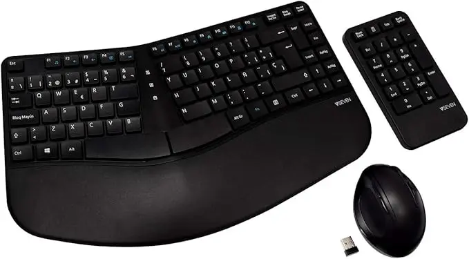 V7 Ergonomic Wireless Keyborad - Mouse Keypad Combo