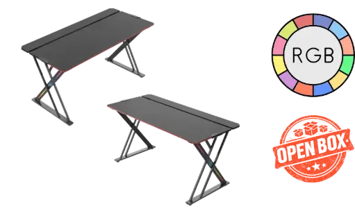 Twisted Minds X-Shaped RGB Gaming Desk TM-GT04-X-RGB | 150x68cm | Carbon Fiber | Cable Management | RGB Edge Lights | Max 80kg | Open Box — Original Packaging